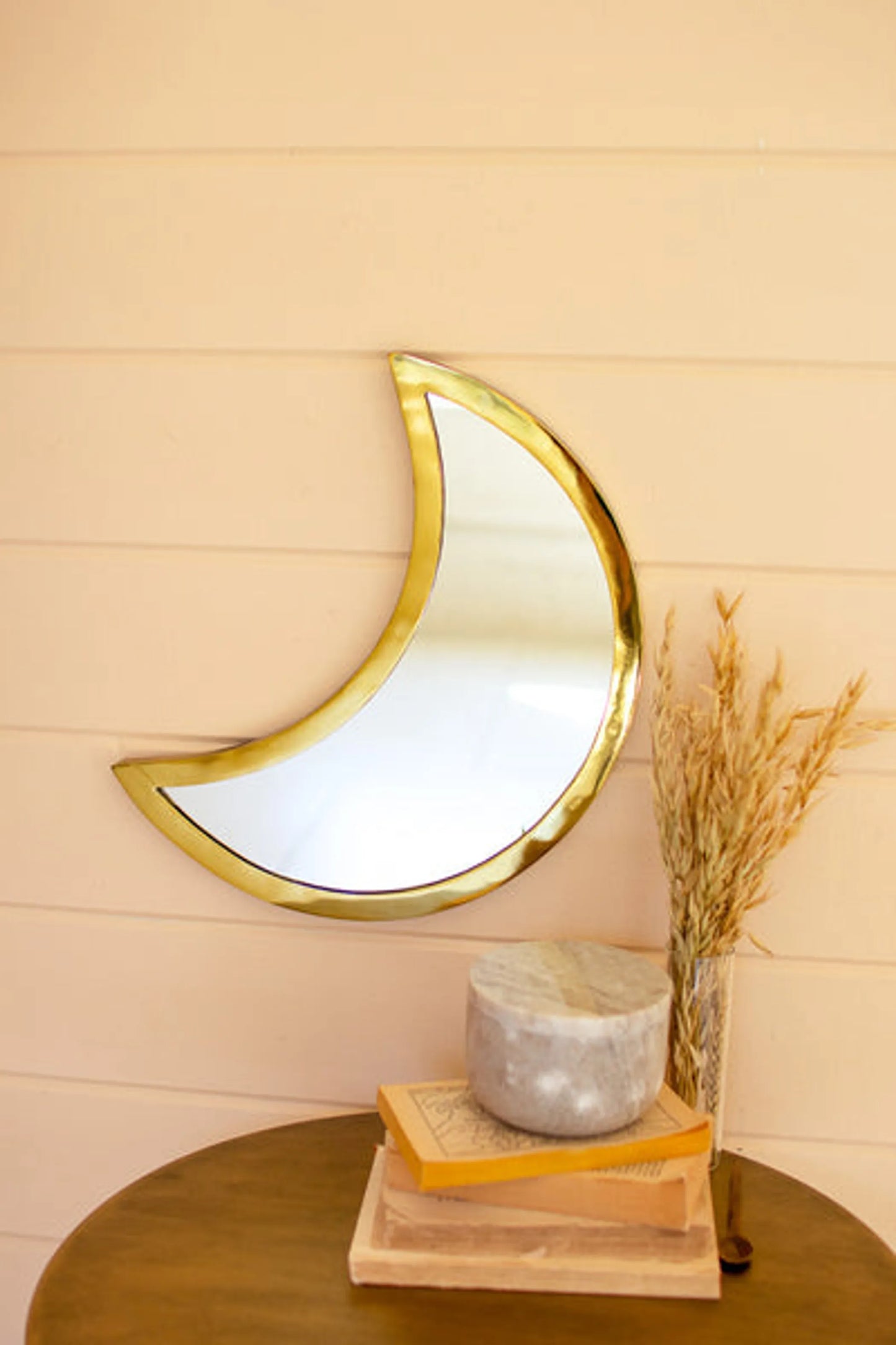 Brass Finish Moon Mirror