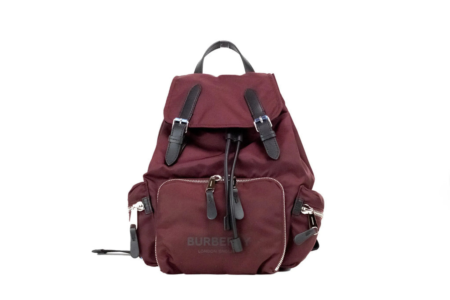 Burberry Medium Burgundy Econyl Nylon Rucksack Drawstring Backpack Bookbag