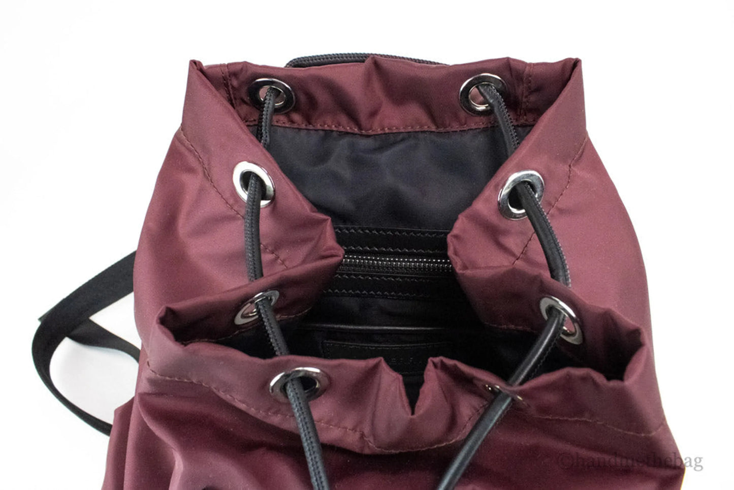 Burberry Medium Burgundy Econyl Nylon Rucksack Drawstring Backpack Bookbag