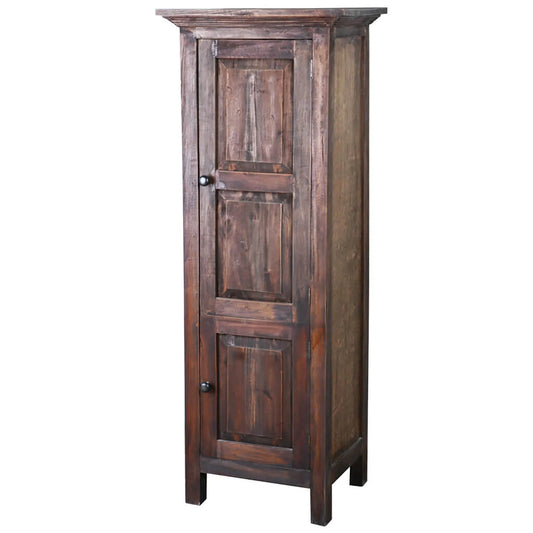 Sunset Trading Cottage Tall 2 Door Storage Cabinet | Raftwood Brown Solid Wood | Fully Assembled Cupboard