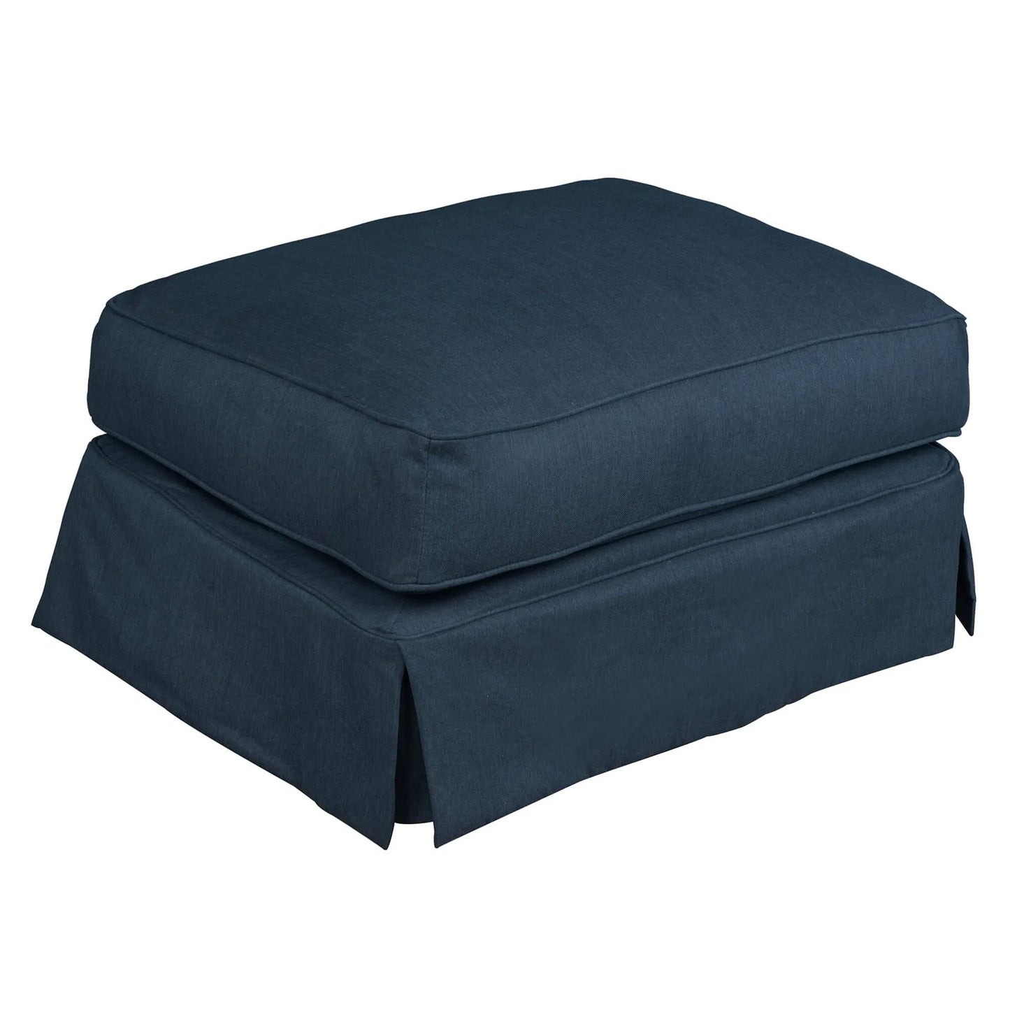 Sunset Trading Horizon Slipcovered Ottoman | Performance Fabric Washable Water-Resistant Stain-Proof | Navy Blue