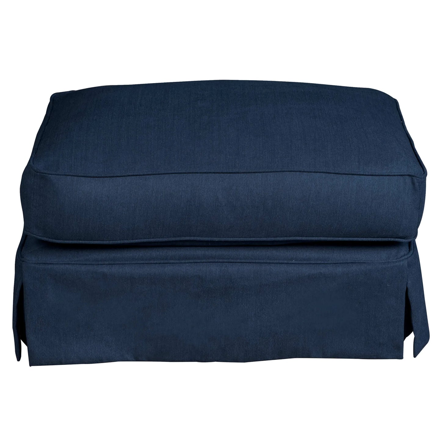 Sunset Trading Horizon Slipcovered Ottoman | Performance Fabric Washable Water-Resistant Stain-Proof | Navy Blue