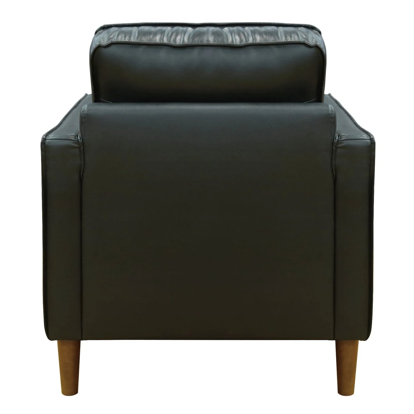 Sunset Trading Prelude 32" Wide Black Top Grain Leather Armchair | Mid Century Modern Accent Chair | Small Space Living Room Furniture