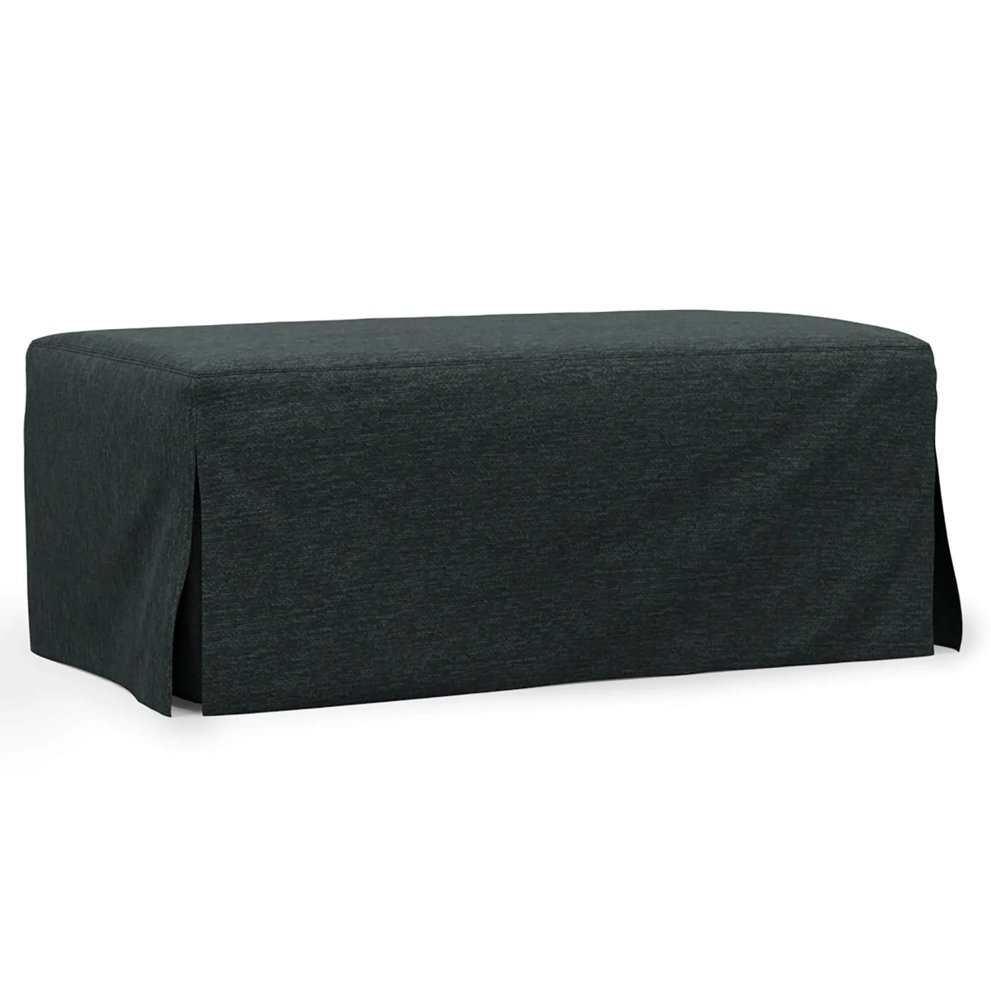 Sunset Trading Newport Slipcovered 44" Wide Ottoman | Performance Fabric Washable Water-Resistant Stain-Proof | Dark Gray