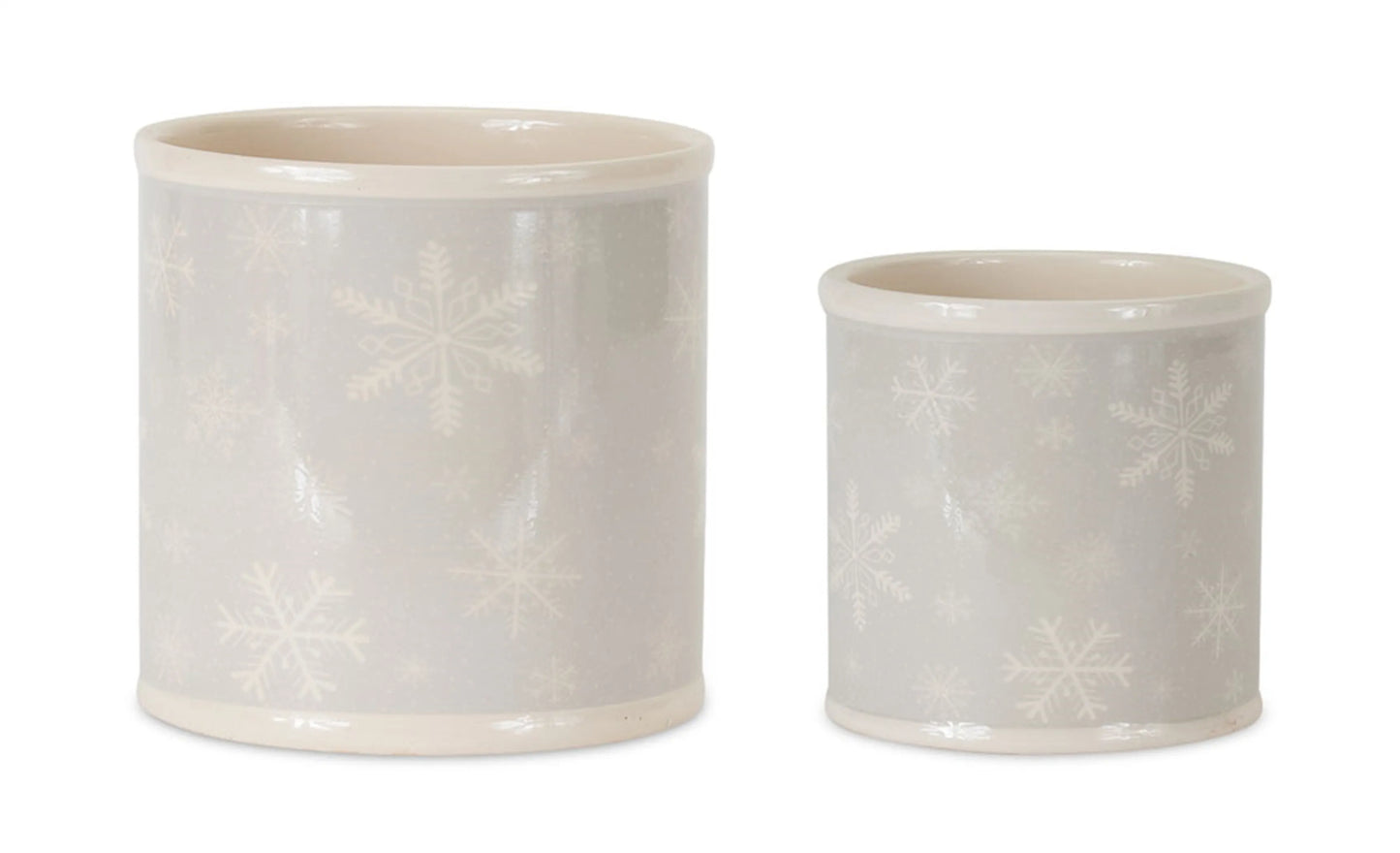 Pot with Snowflakes (Set of 4) 4"D x 4"H, 5"D x 5"H Dolomite